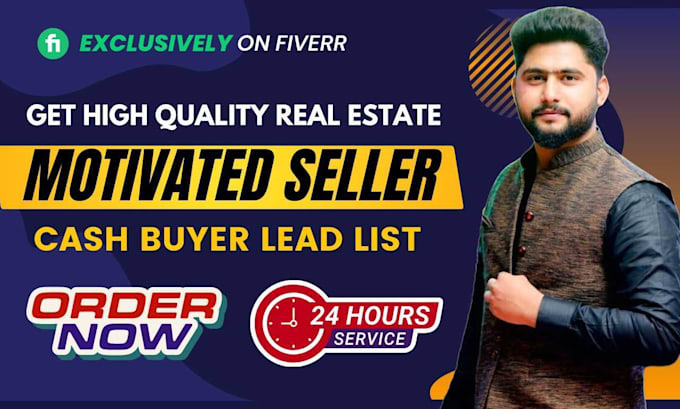 Gig Preview - Provide real estate motivated seller, and cash buyer contact email lead list