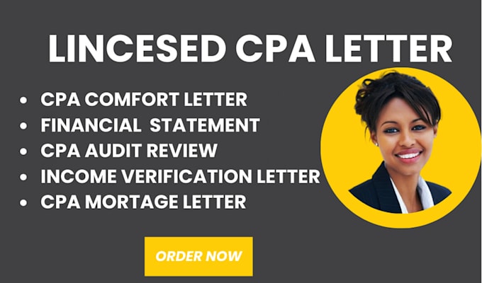 Gig Preview - Write a CPA verification letter, CPA review, CPA audit