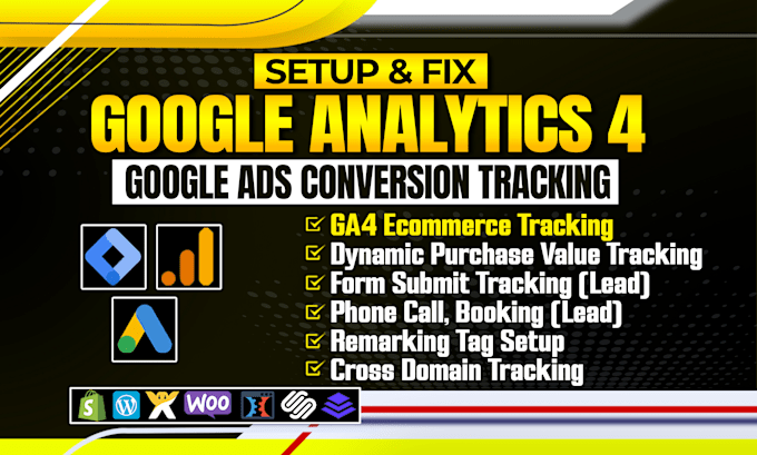 Gig Preview - Google analytics 4 setup, ga4 ecommerce tracking, ads conversion tracking by gtm