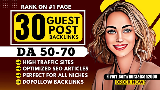 Gig Preview - Write high da guest post backlinks with SEO quality guest posting service