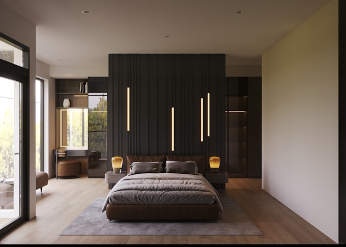 Gig Preview - Design bedroom to match your style and render realistic