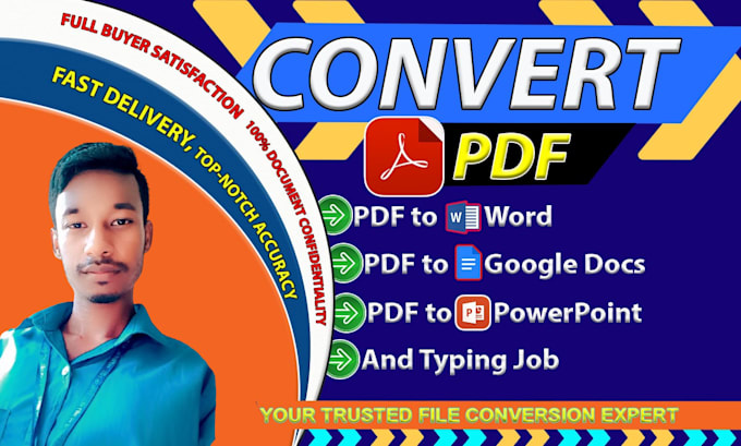 Gig Preview - Convert PDF to word, google docs, powerpoint, typing service