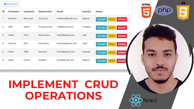 Gig Preview - Create crud operations using PHP or javascript for web development