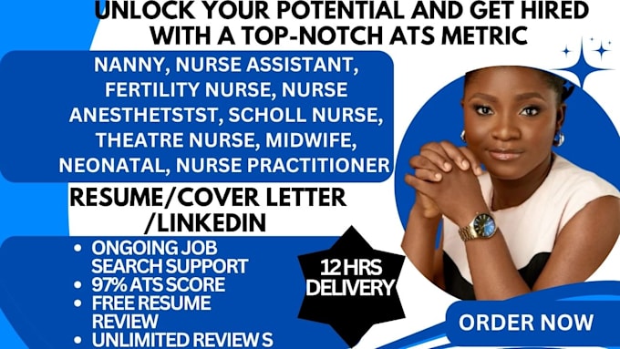 Gig Preview - Create ats optimized resume for healthcare nurse nanny and midwife