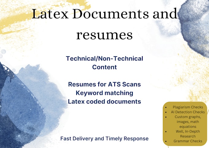 Gig Preview - Make custom latex resumes for ats scanning and latex documents