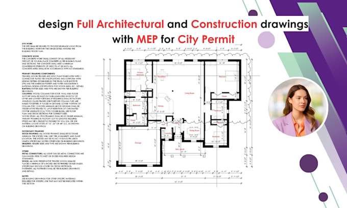 Gig Preview - Design complete architectural 2d drawings with mep for city permit