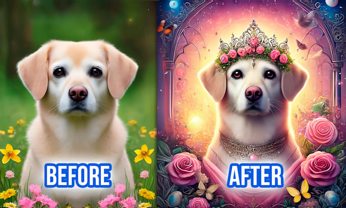 Gig Preview - Turn your pet photo into a magical portrait in photoshop