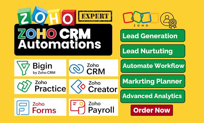 Gig Preview - Setup zoho CRM marketing automation campaign zoho thrive landing page lead forms