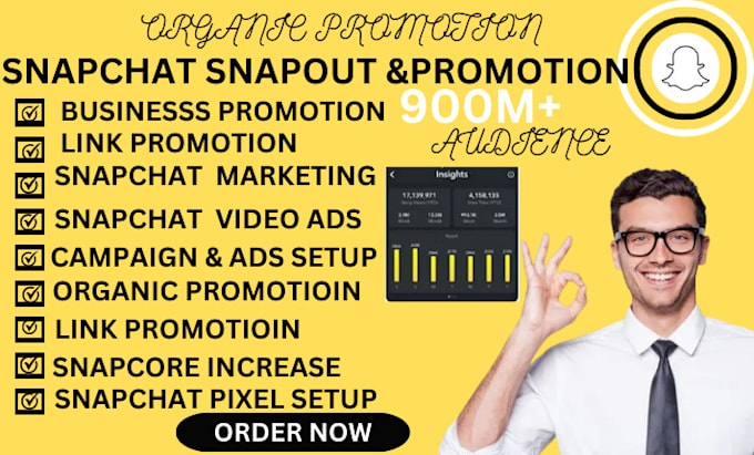 Gig Preview - Organic snapchat shoutout promotion, snapchat ads campaign, share link promotion