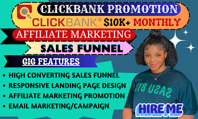 Gig Preview - Clickbank affiliate marketing sales funnel landing pages affiliate promotion SEO