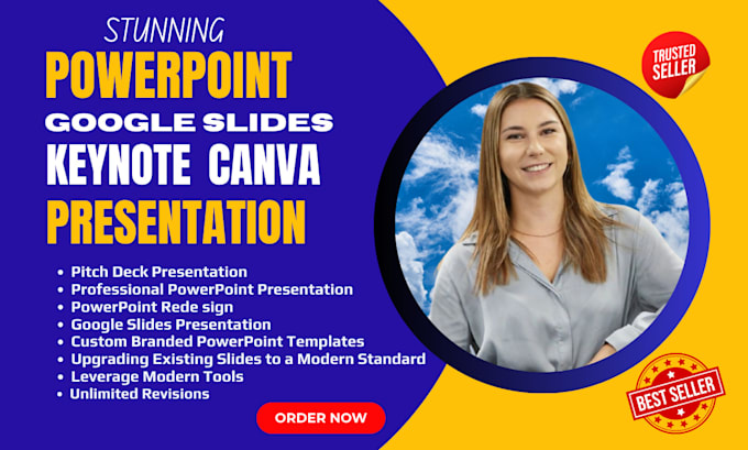 Bestseller - create modern powerpoint presentation, keynote, google slides, canva that sells