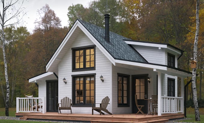 Bestseller - design 3d cabin cottage, farm house, tiny container, modular house 3d rendering