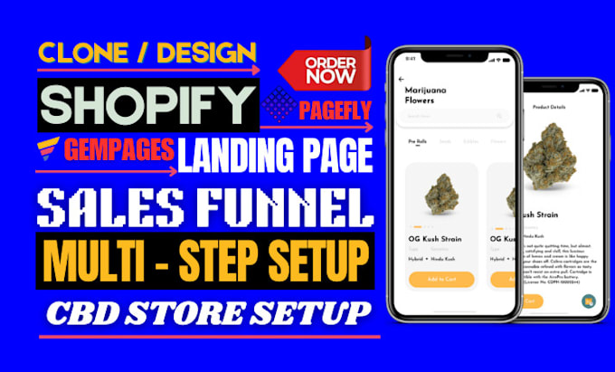 Gig Preview - Design cbd shopify store product sales landing page cannabis website redesign