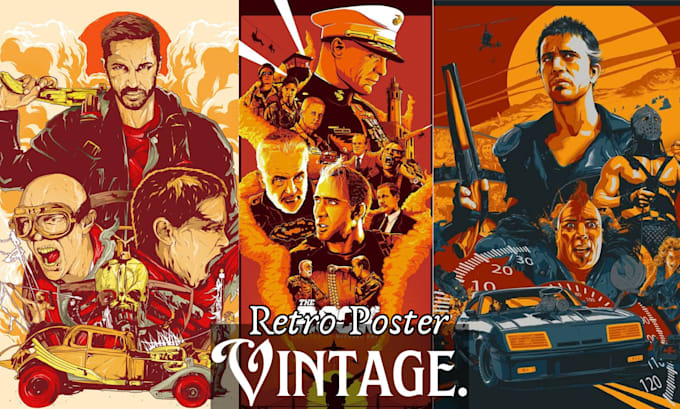 Gig Preview - Create retro art deco, vintage movie poster, 80s film poster, poster art design