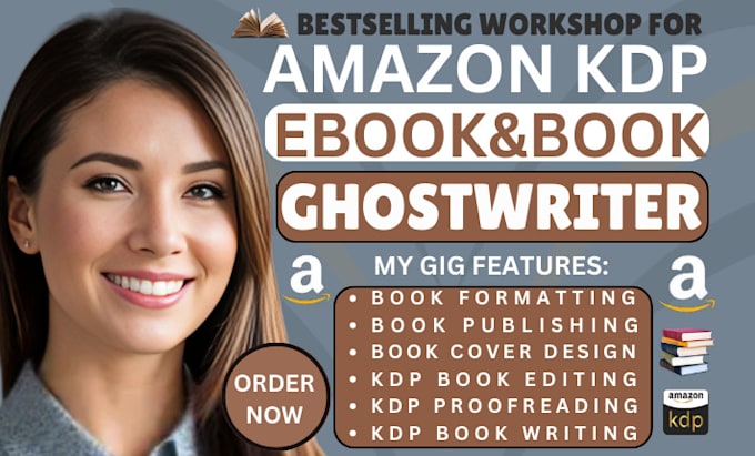 Gig Preview - Amazon KDP book publishing ebook ghostwriter formatting book writer book editing