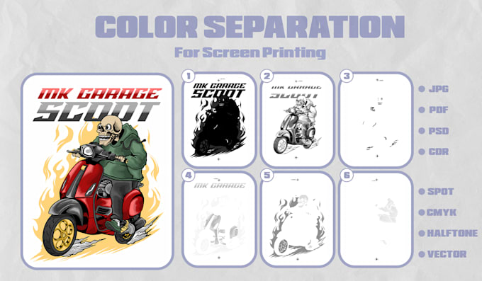 Gig Preview - Color separation for tshirt screen printing 1 day finished