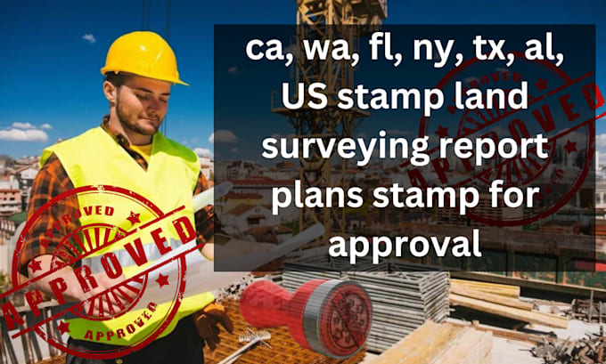 Gig Preview - Ca, wa, fl, ny, tx, al, US stamp land surveying report plans stamp for approval