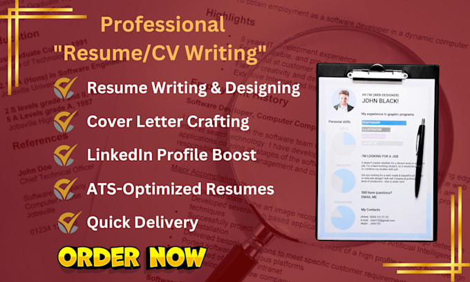 Gig Preview - Write professional resume, ats cv, cover letter and linkedin