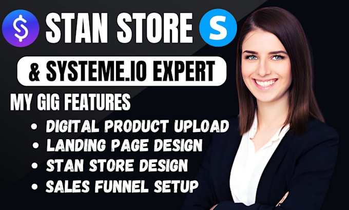 Gig Preview - Do stan store, systeme io sales funnel, stan store design, stan store,systeme io