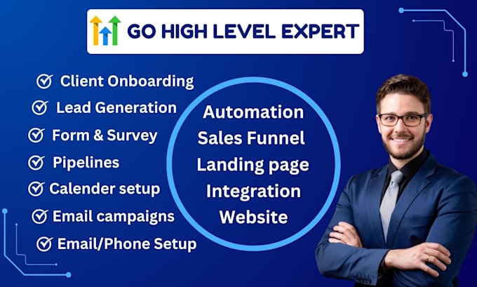 Gig Preview - Setup gohighlevel automation, ghl email workflows,  sales funnel, website expert