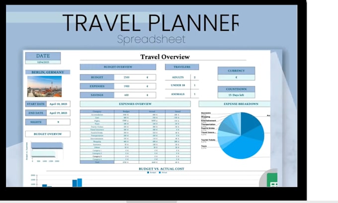 Gig Preview - Create excel dashboards, invoices, google sheet template, planner for etsy