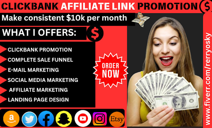 Gig Preview - Clickbank affiliate link promotion affiliate marketing affiliate link promotion