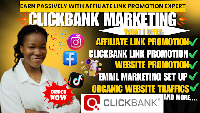 Gig Preview - Clickbank affiliate link promotion  affiliate   marketing promote affiliate link