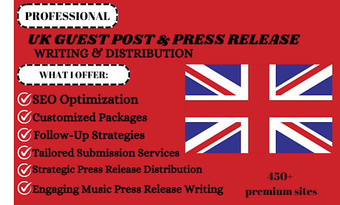 Gig Preview - Do uk press release, uk guest post, press release distribution, submit PR