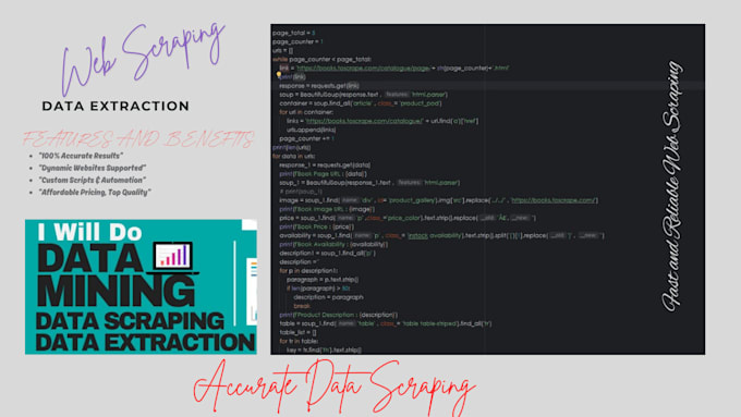 Gig Preview - Do web scraping , data extraction and scraping from any web