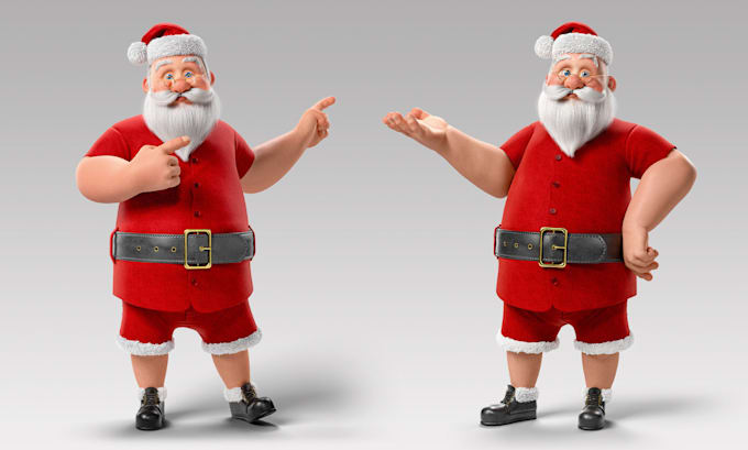 Gig Preview - 3d cartoon animation santa clause 3d model character rigging animation 3d vtuber