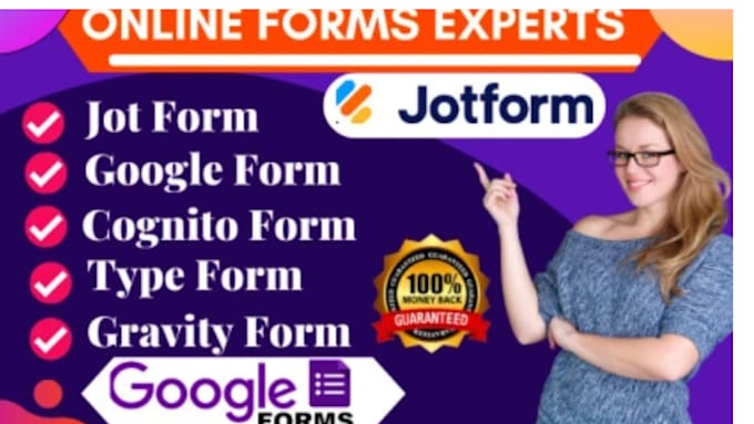 Gig Preview - Create online form using jot form, google form, gravity form