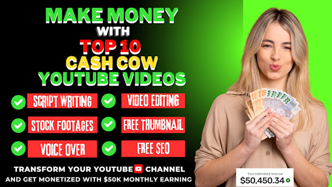 Gig Preview - Create viral finance cash cow youtube videos to grow your cash cow channel