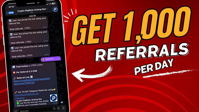 Gig Preview - Crypto telegram promotion for sol token referral link mini app to 5m game users