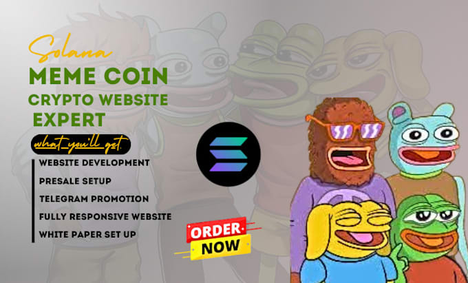 Gig Preview - Do solana meme token website, pepecoin website, memecoin logo ico meme coin