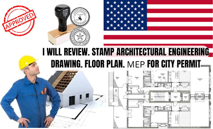 Gig Preview - Do architectural stamp and plan framing adu deck mep for city permit, US stamp