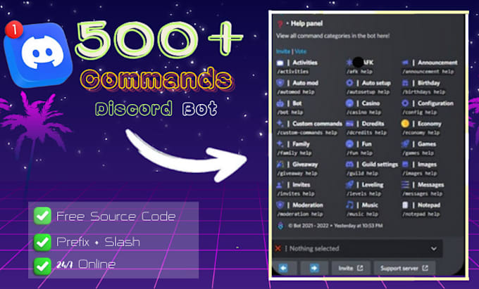 Gig Preview - Create customized professional discord bot