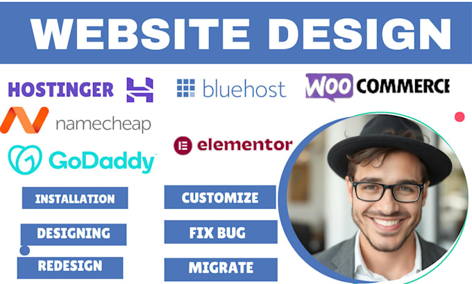 Gig Preview - Hostinger website design godaddy website design woocommerce wordpress hostinger