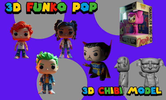 Gig Preview - Create 3d funko pop, pop art, 3d bjd model, chibi cartoon model for 3d printing