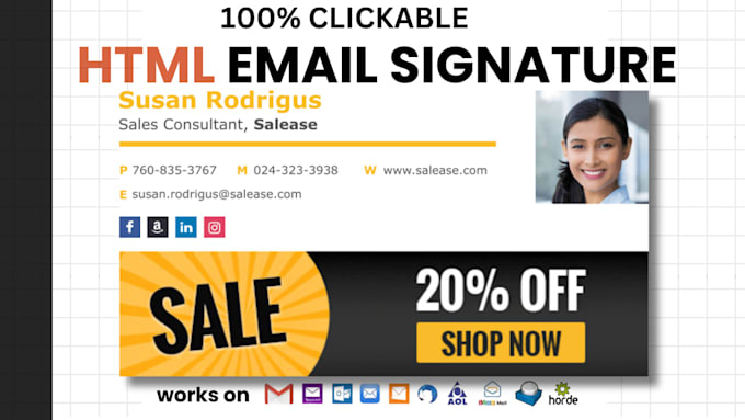 Gig Preview - Create html email signature, clickable html email signature