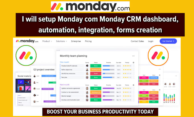 Gig Preview - Setup monday CRM dashboard automation integration forms creation quotes invoices