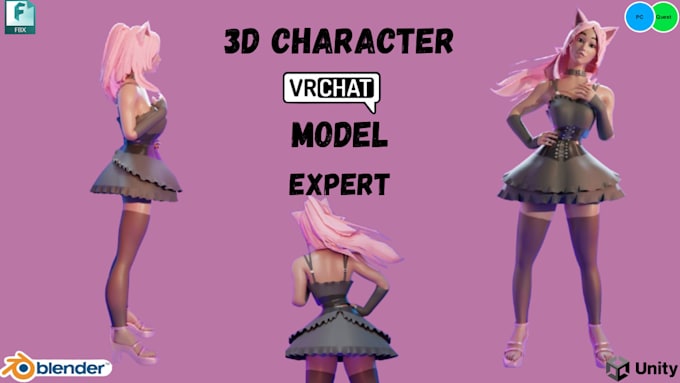 Gig Preview - Create and upload your custom vrchat avatar furry anime avatar, 3d model for vrc