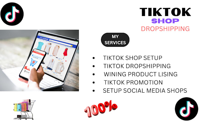 Gig Preview - Setup tiktok shop dropshipping product listing shop marketing