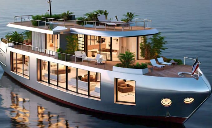 Bestseller - do stunning 3d boat house , 3d ship house design rendering