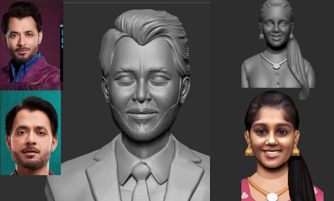 Gig Preview - Create realistic 3d bust model from photo, portrait 3d head for 3d printing