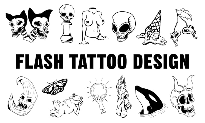 Gig Preview - Create traditional line art minimalist tattoo flash for you