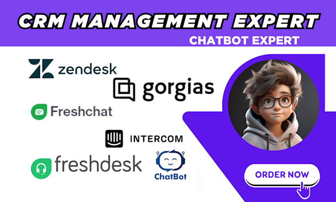 Gig Preview - Set up zendesk gorgias freshsales freshdesk crm intercom chatbot knowledgebase