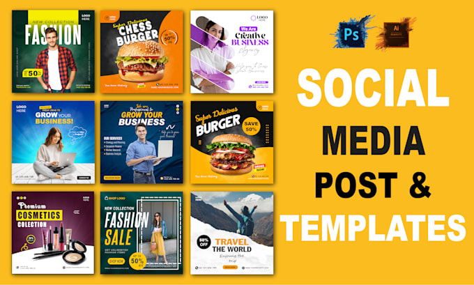 Gig Preview - Create a social media post design for photoshop template