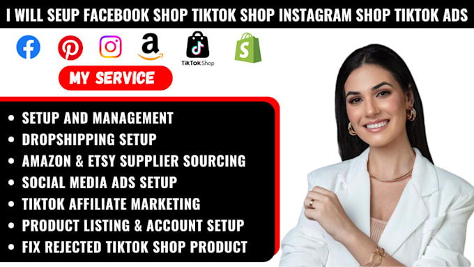 Gig Preview - Setup facebook shop, tiktok shop, instagram shop tik tok ads shopify marketing