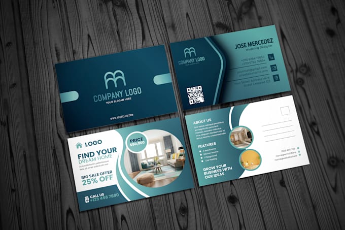 Gig Preview - Design modern business card, postcard and greeting card