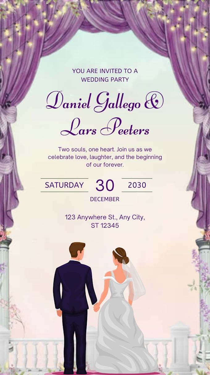 Gig Preview - Create animated text invitation videos for weddings, birthdays and events